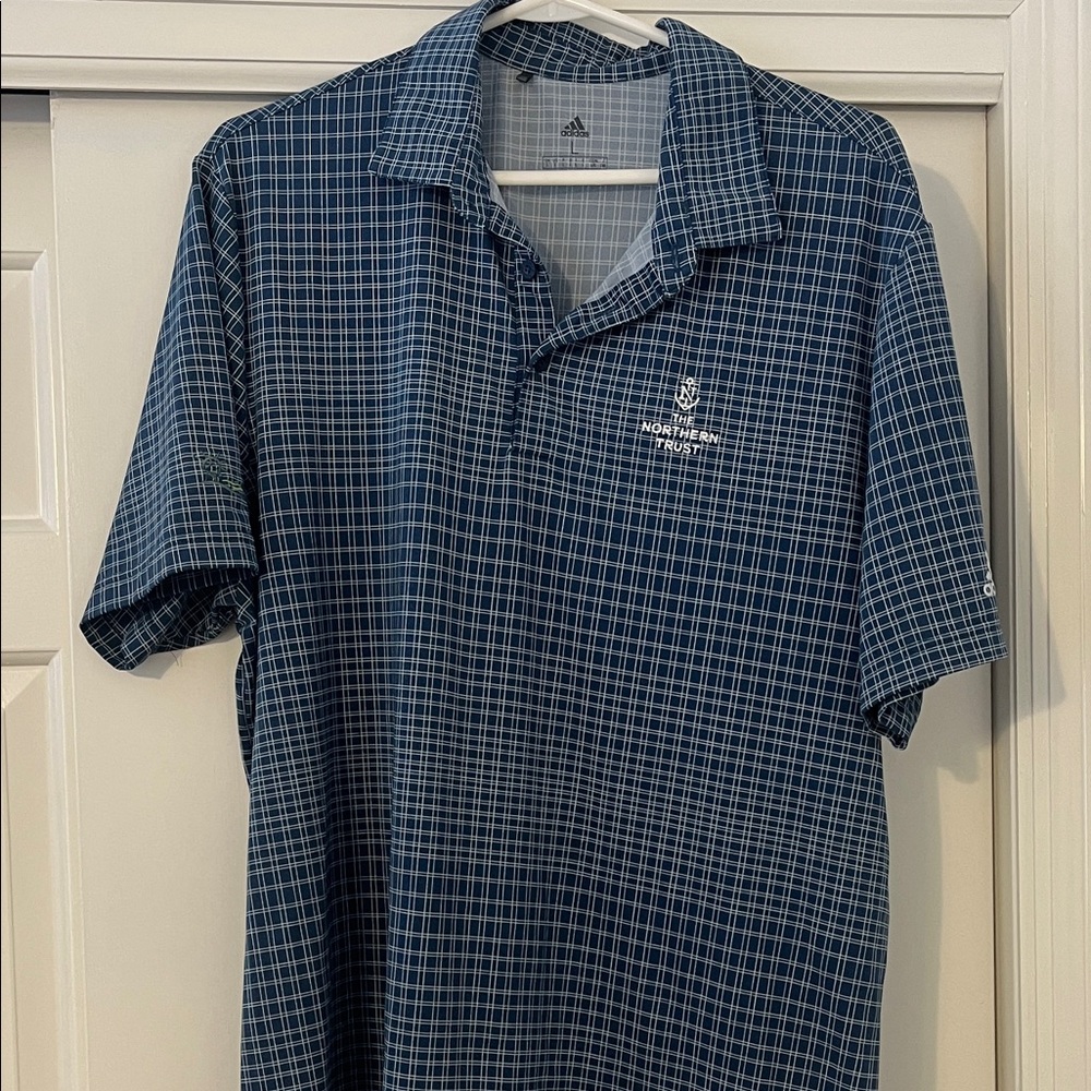Adidas Men's Navy Checkered Polo